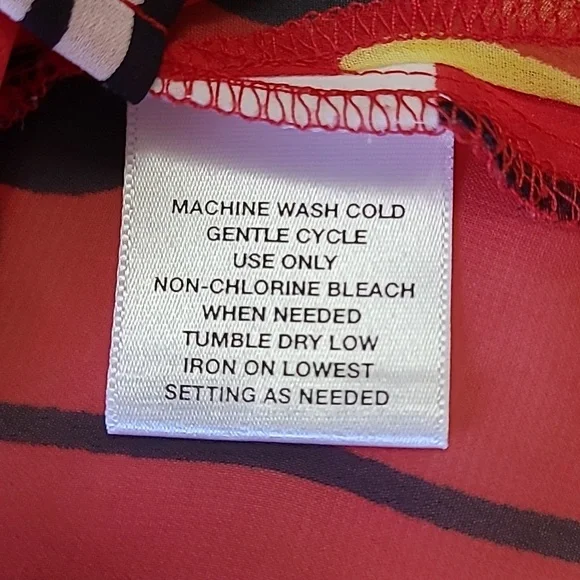 NEW Vintage Liz Baker Tunic Top Semi-sheer Chiffon Bright Red Poppies Print Lrge - Picture 8 of 9